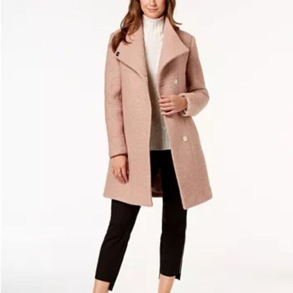 Kenneth Cole Assymetrical Bouclé Walker Coat - Picture 1 of 6